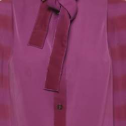 Pre Owned Bottega Veneta Pink Printed Satin Blouse M