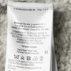 Pre Owned Bottega Veneta Grey Melange Alpaca Wool Knit Button Front Cardigan M