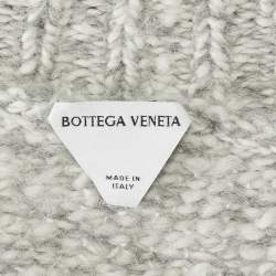 Pre Owned Bottega Veneta Grey Melange Alpaca Wool Knit Button Front Cardigan M