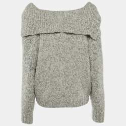 Pre Owned Bottega Veneta Grey Melange Alpaca Wool Knit Button Front Cardigan M