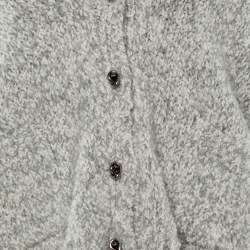 Pre Owned Bottega Veneta Grey Melange Alpaca Wool Knit Button Front Cardigan M