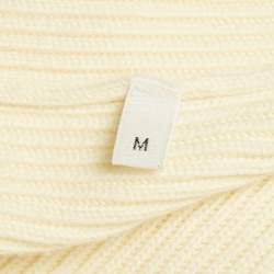 Pre Owned Bottega Veneta Cream Rib Knit Metal Knot Hardware Cardigan M