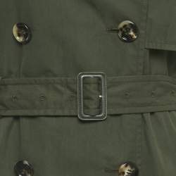 Pre Owned Bottega Veneta Green Cotton Sleeveless Double Breasted Coat S