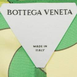 Pre Owned Bottega Veneta Green/Yellow Wavy Triangle Print Parachute Silk Mini Dress S