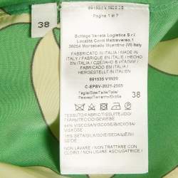 Pre Owned Bottega Veneta Green/Yellow Wavy Triangle Print Parachute Silk Mini Dress S