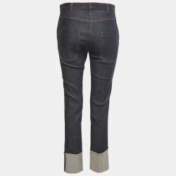 Pre Owned Bottega Veneta Blue Leather Denim Jeans S/Waist 29"