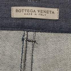 Pre Owned Bottega Veneta Blue Leather Denim Jeans S/Waist 29"
