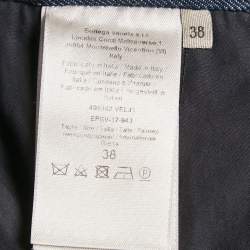 Pre Owned Bottega Veneta Blue Leather Denim Jeans S/Waist 29"