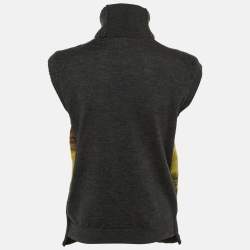 Pre Owned Bottega Veneta Grey Striped Wool Knit Turtle Neck Sweater S