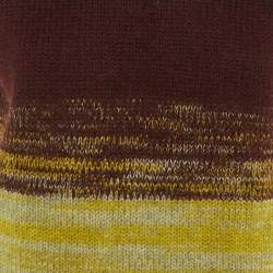 Pre Owned Bottega Veneta Grey Striped Wool Knit Turtle Neck Sweater S