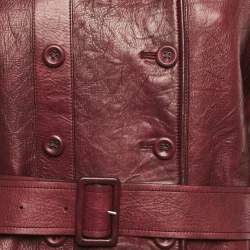 Pre Owned Bottega Veneta Red Double Breasted Leather Jacket L