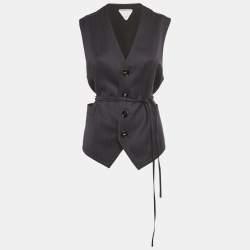 مملوكة مسبقًا Bottega Veneta Blue Striped Wool Vest S