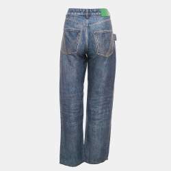 مملوكة مسبقًا Bottega Veneta Blue Denim Print Crepe Pants XS