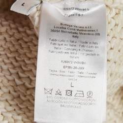 مملوكة مسبقًا Bottega Veneta White Cotton Knit Strap Sleeve Midi Dress L