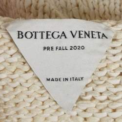 مملوكة مسبقًا Bottega Veneta White Cotton Knit Strap Sleeve Midi Dress L