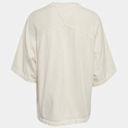 مملوكة مسبقًا Bottega Veneta Off-White Cotton Knit Oversized Crop T-Shirt S
