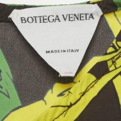 Pre Owned Bottega Veneta Black/Green Printed Crepe Blouse XS