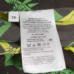 Pre Owned Bottega Veneta Black/Green Printed Crepe Blouse XS