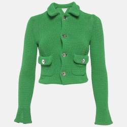 مملوكة مسبقًا Bottega Veneta Green Crochet Knit Cardigan XS