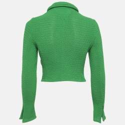 مملوكة مسبقًا Bottega Veneta Green Crochet Knit Cardigan XS