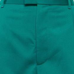 Pre Owned Bottega Veneta Teal Blue Gabardine Wide-Leg Trousers S