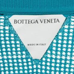 مملوكة مسبقًا Bottega Veneta Turquoise Mesh Knit Sheer Shirt XS