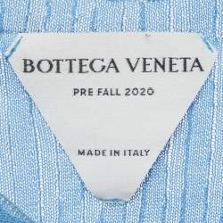 Pre Owned Bottega Veneta Blue Rib Knit Semi Sheer Dress S