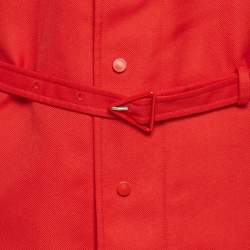 Pre Owned Bottega Veneta Red Gabardine Belted Set XS