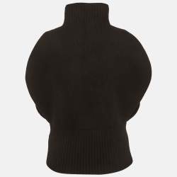 Pre Owned Bottega Veneta Black Rib Knit Turtle Neck Sweater Vest S