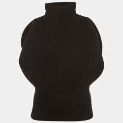 Pre Owned Bottega Veneta Black Rib Knit Turtle Neck Sweater Vest S