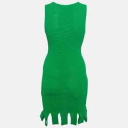 Pre Owned Bottega Veneta Parakeet Crochet Scoop Neck Mini Dress XS