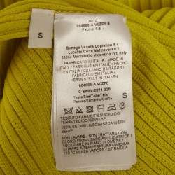 Pre Owned Bottega Veneta Neon Green Rib Knit Keyhole Detail Midi Dress S