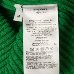 Pre Owned Bottega Veneta Green Rib Knit Open Collar Polo T-Shirt M