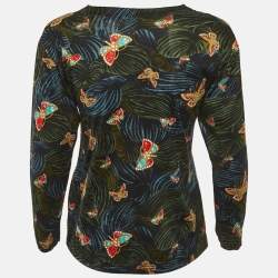 Pre Owned Bottega Veneta Vintage Green Printed Jersey T-Shirt S