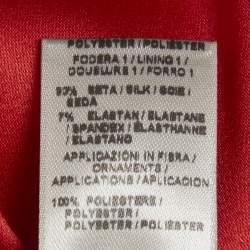 Pre Owned فستان بوتيغا فينيتا أحمر بدانتيل كريب قصير مقاس صغير