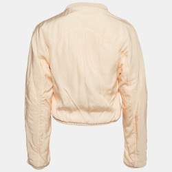 Pre Owned Bottega Veneta Light Orange Synthetic Bomber Jacket S