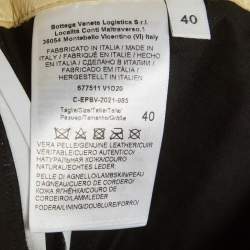 Pre Owned Bottega Veneta Cream Leather Zipper Trousers S