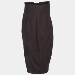 مملوكة مسبقًا Bottega Veneta Brown Cotton Strapless Mini Dress M