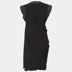 Pre Owned Bottega Veneta Black Jersey Wool Trim Mini Dress S