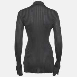 Pre Owned Bottega Veneta Grey Silk Knit Buttoned Cardigan S