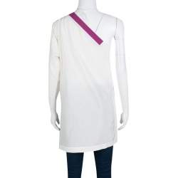 Bottega Veneta Cream and Purple One Shoulder Tunic Top M