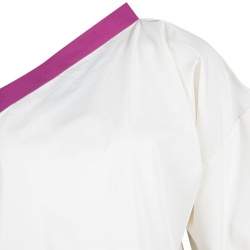 Bottega Veneta Cream and Purple One Shoulder Tunic Top M