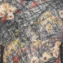 Bottega Veneta Cream and Black Scribble Floral Print Top L