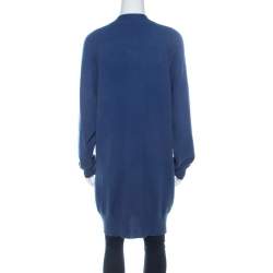 Bottega Veneta Blue Cashmere Button Front Long Cardigan M