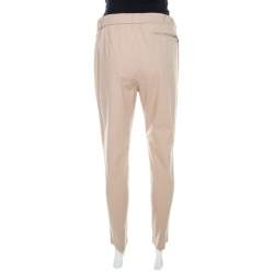 Bottega Veneta Beige Stretch Cotton Elasticized Waist Tapered Trousers S