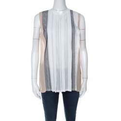 Bottega Veneta White Cotton Panelled Sleeveless Top S
