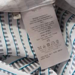 Bottega Veneta Black White and Blue Geometric Printed Silk Sleeveless Top S 