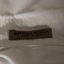 Pre Owned Bottega Veneta White Cotton Open Front Short Sleeve Shirt M