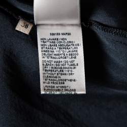 Pre Owned Bottega Veneta Navy Blue Silk Draped Neck Detail Billowed Sleeve Blouse S