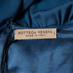 Pre Owned Bottega Veneta Blue Crepe V-Neck Long Sleeve Maxi Dress S